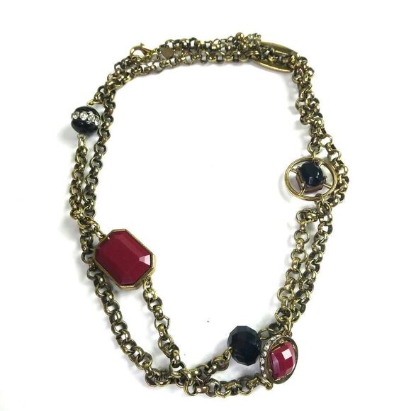 Chico's Plus Size Friendly 46+" Chain Necklace Rhinestone Links Jewels Gold Tone - Picture 1 of 11